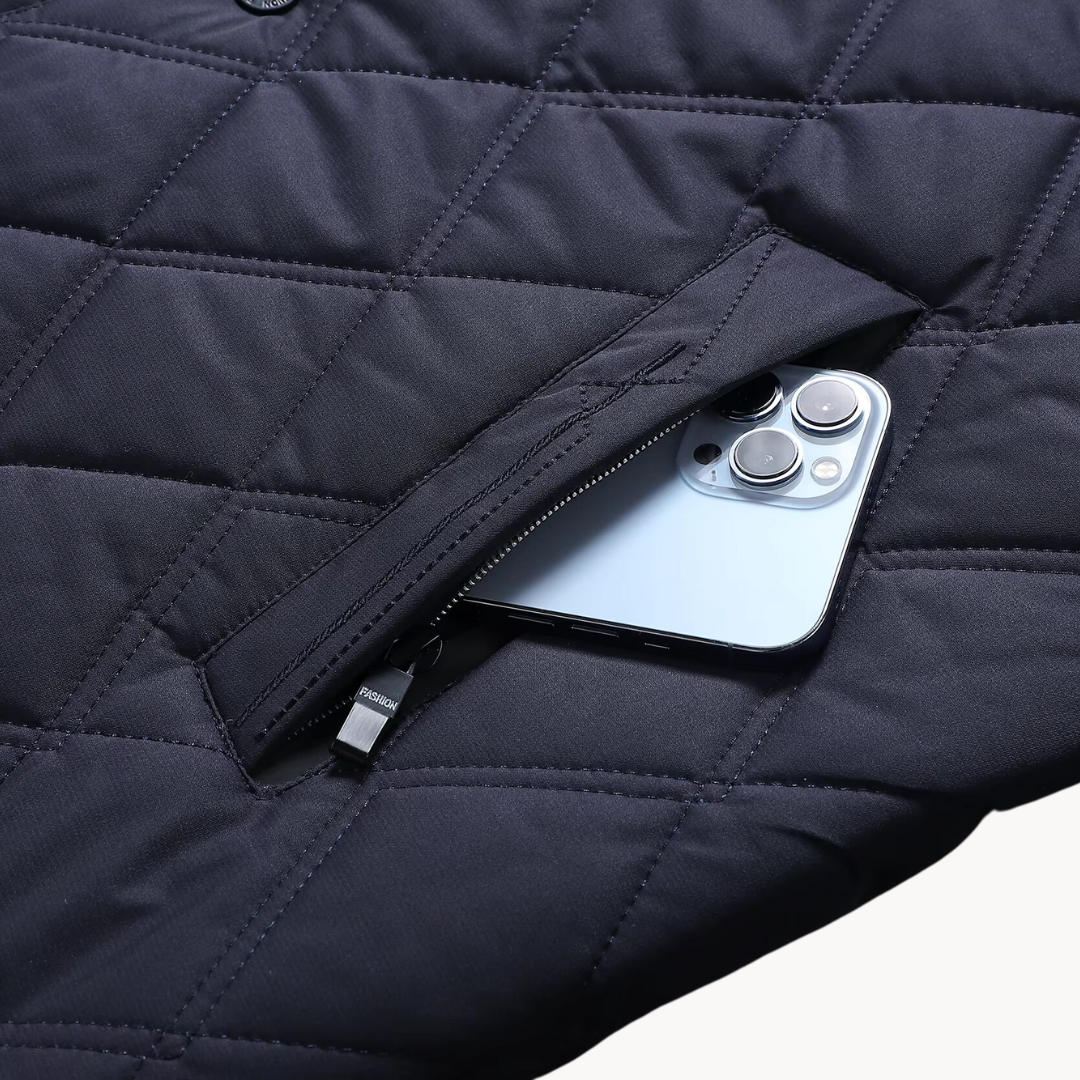 Classic Men's Quilted Jacket with Snap Button Closure - Stylish Winter Coat for Casual & Semi-Formal Wear 5