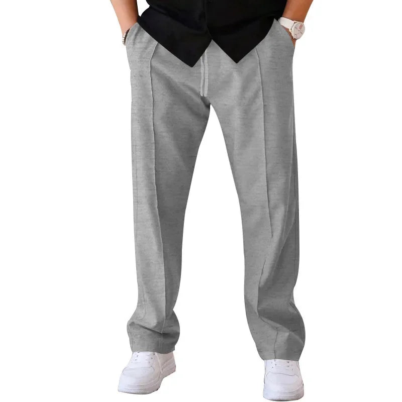 Comfort Fit Men's Straight-Leg Trousers with Adjustable Drawstring and Side Pockets 10