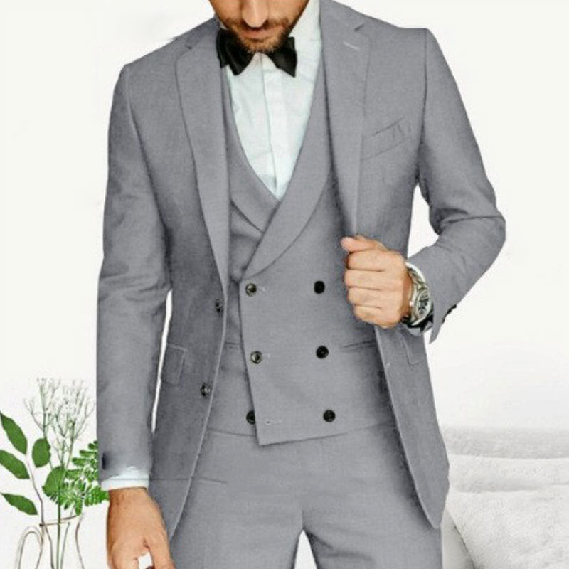 Men's 3-Piece Suit Set with Blazer, Double-Breasted Vest, and Trousers for Formal Occasions 5