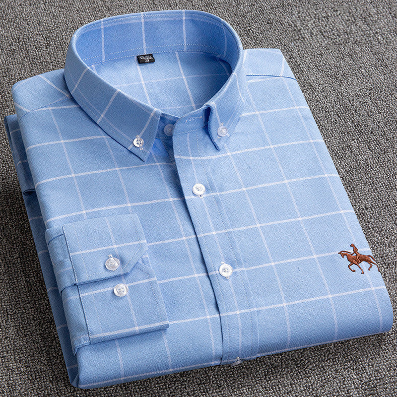 Men's Checked Button-Down Shirt in Smart Casual Style with Structured Collar 0