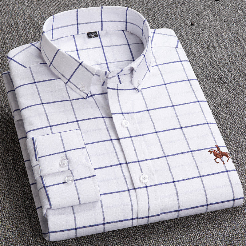 Men's Checked Button-Down Shirt in Smart Casual Style with Structured Collar 1