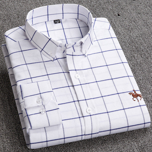 Men's Checked Button-Down Shirt in Smart Casual Style with Structured Collar 1
