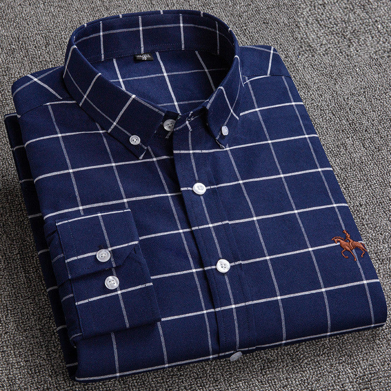 Men's Checked Button-Down Shirt in Smart Casual Style with Structured Collar 3