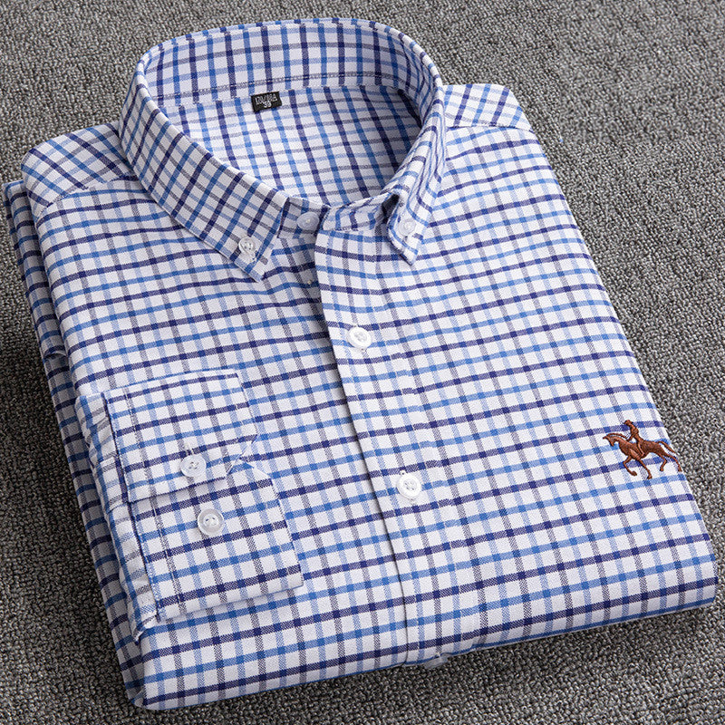 Men's Checked Button-Down Shirt in Smart Casual Style with Structured Collar 8
