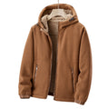 Men's Fleece Jacket with Hood and Zippered Pockets for Winter Comfort 0