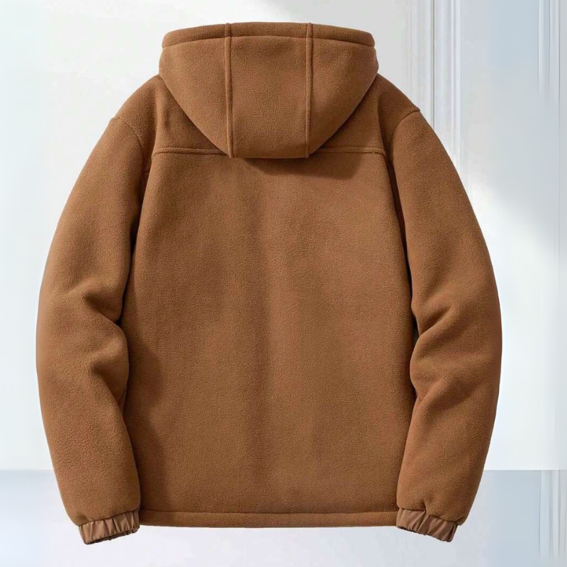 Men's Fleece Jacket with Hood and Zippered Pockets for Winter Comfort 2