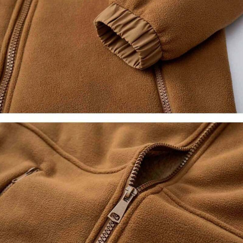 Men's Fleece Jacket with Hood and Zippered Pockets for Winter Comfort 4