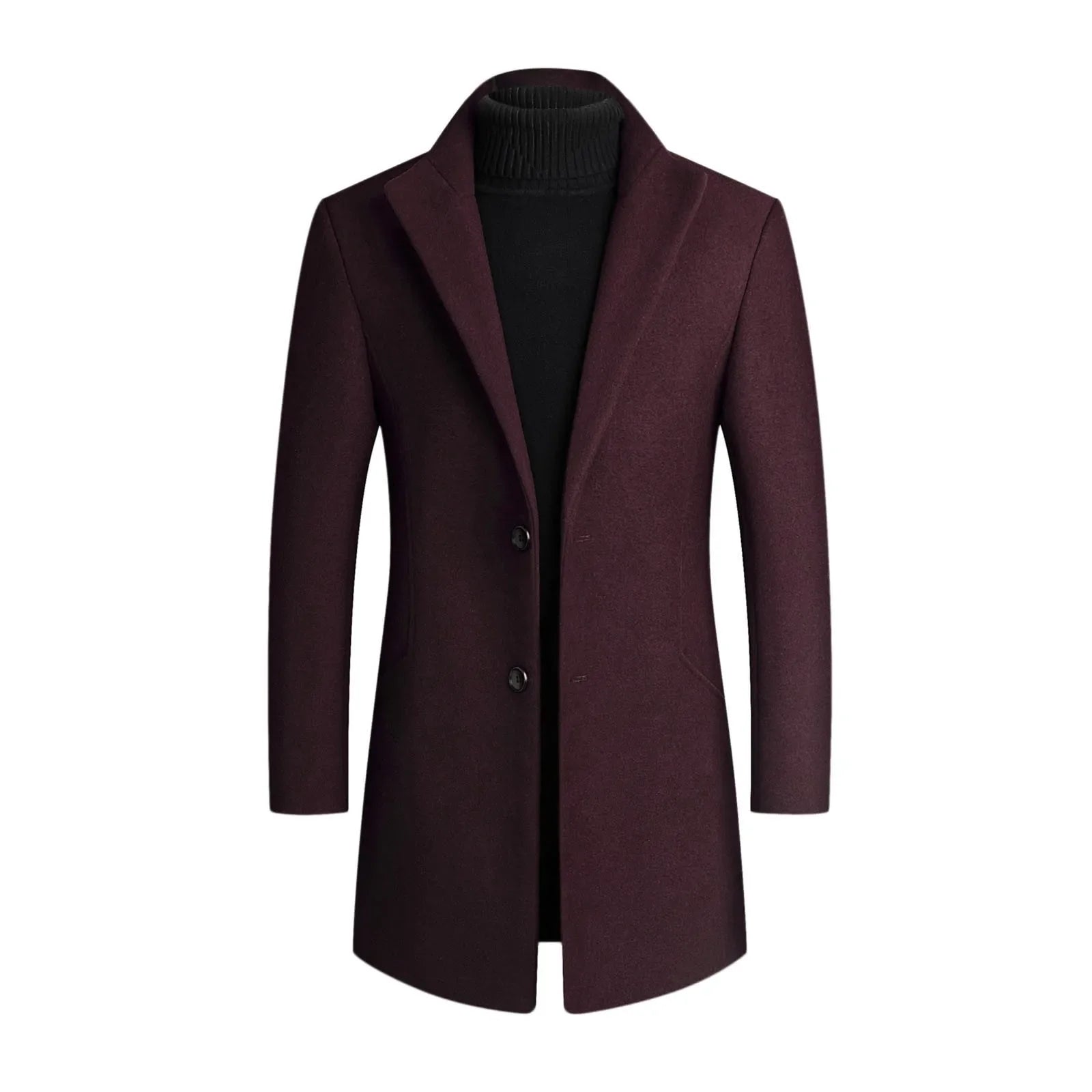 Men's Overcoat with Notched Lapel and Two-Button Closure for Stylish Winter Wear 3