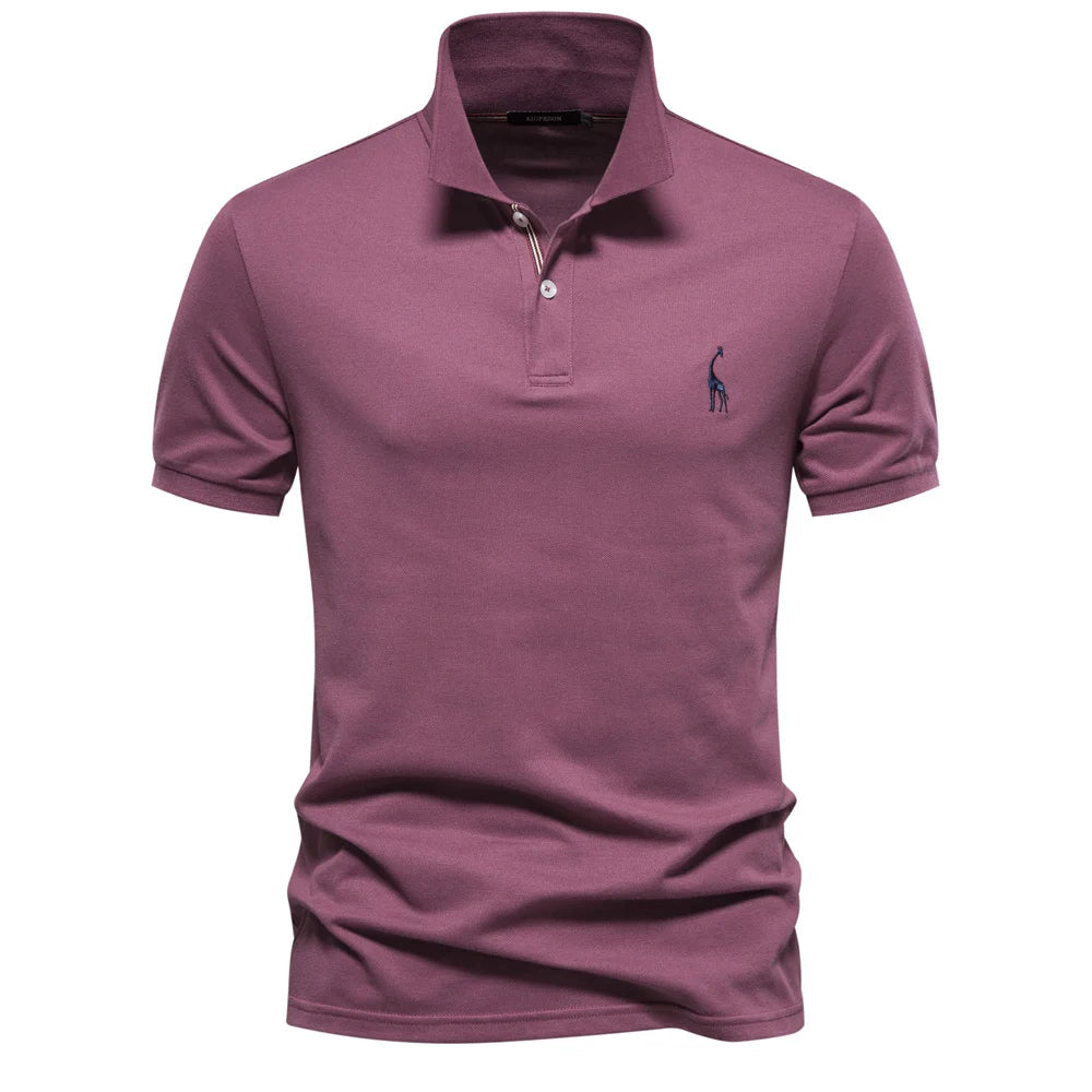 Men's Polo Shirt with Short Sleeves, Embroidered Logo and Two-Button Closure 0