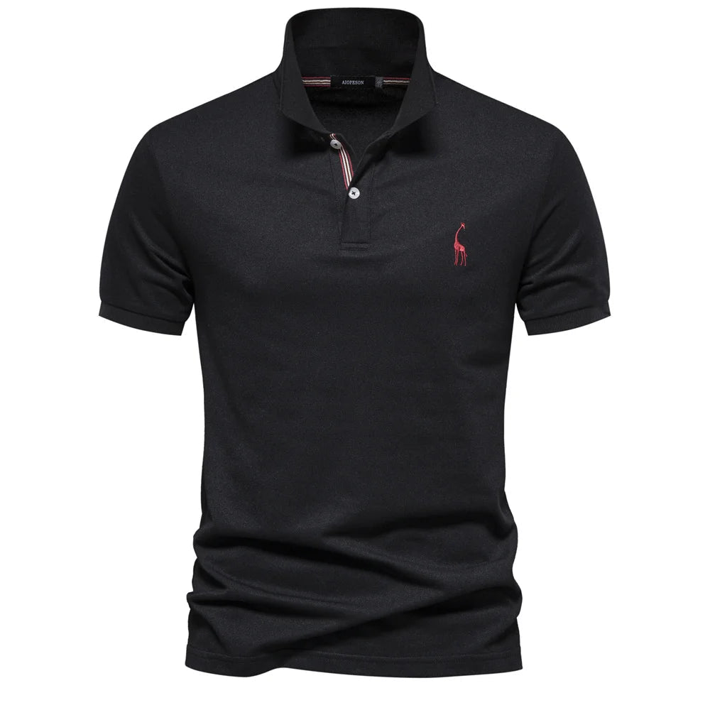 Men's Polo Shirt with Short Sleeves, Embroidered Logo and Two-Button Closure 1