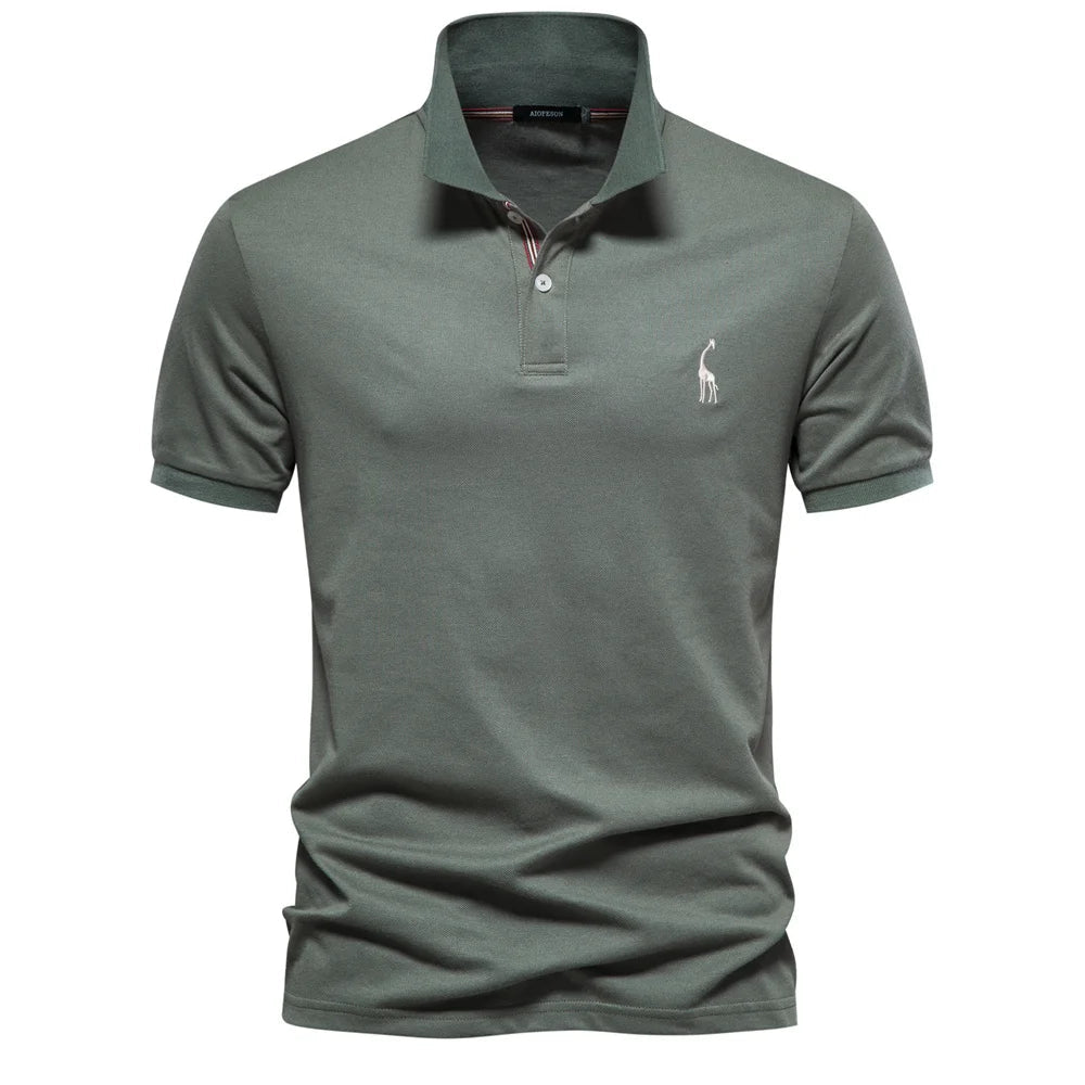 Men's Polo Shirt with Short Sleeves, Embroidered Logo and Two-Button Closure 2