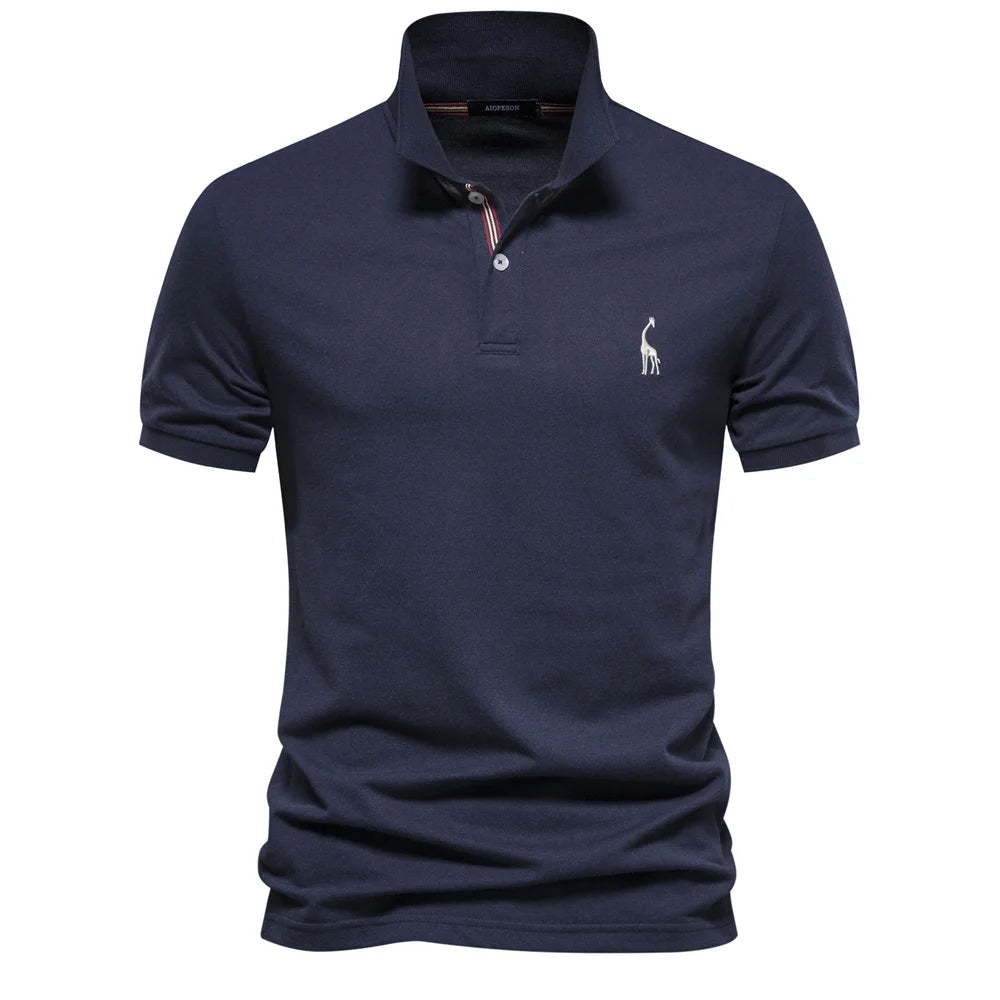 Men's Polo Shirt with Short Sleeves, Embroidered Logo and Two-Button Closure 6