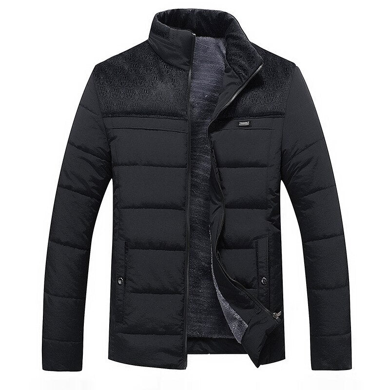 Men's Puffer Jacket with Fleece Lining and Zip Closure for Cold Weather Comfort 1
