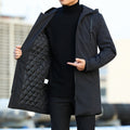 Men's Quilted Hooded Winter Coat with Modern Zip Closure for Enhanced Warmth 0