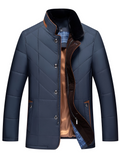Men's Quilted Winter Jacket with Dual Closure and Contrast Trim 0