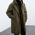 Men's Waterproof Long Puffer Coat with Hood - Stylish Trench Coat for Cold Weather 0