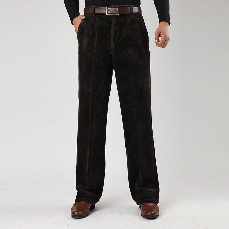 Men's Wide-Leg Corduroy Trousers with Pleats for Casual and Semi-Formal Wear 1