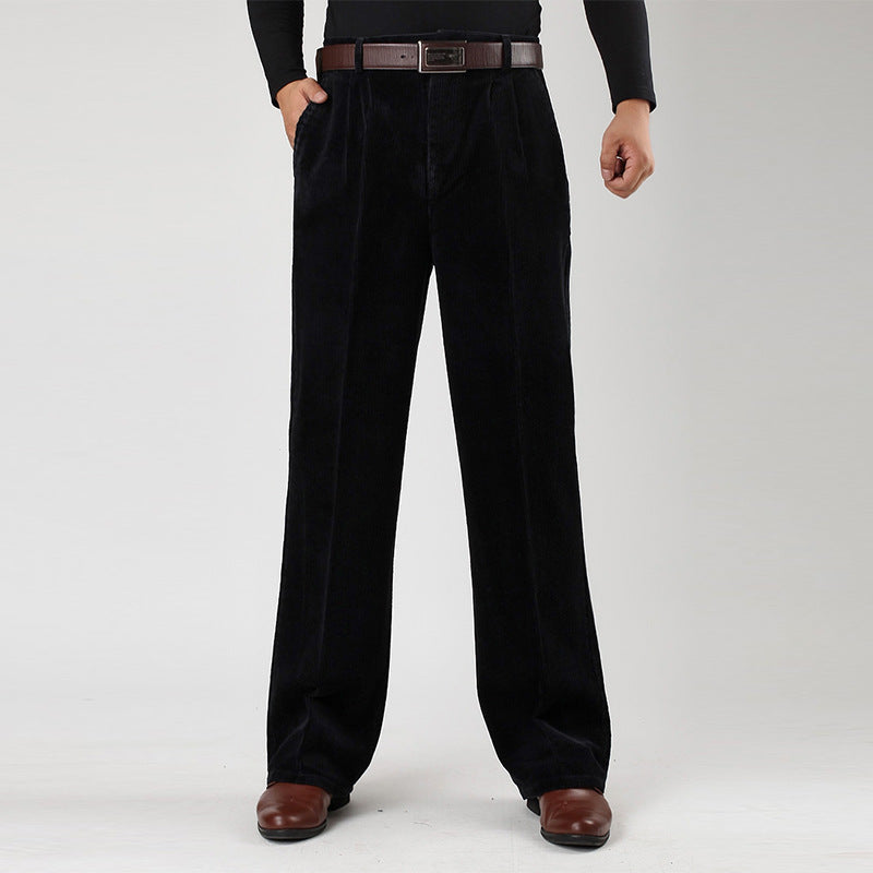 Men's Wide-Leg Corduroy Trousers with Pleats for Casual and Semi-Formal Wear 2