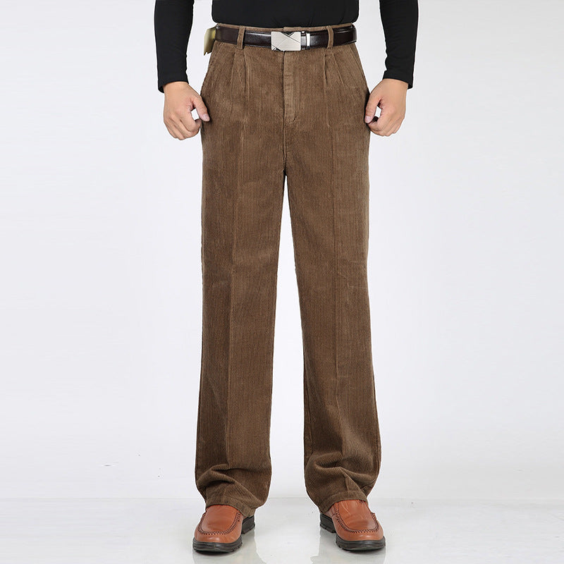 Men's Wide-Leg Corduroy Trousers with Pleats for Casual and Semi-Formal Wear 3