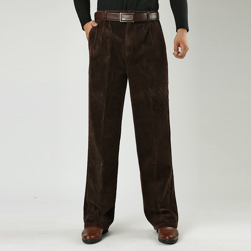 Men's Wide-Leg Corduroy Trousers with Pleats for Casual and Semi-Formal Wear 4