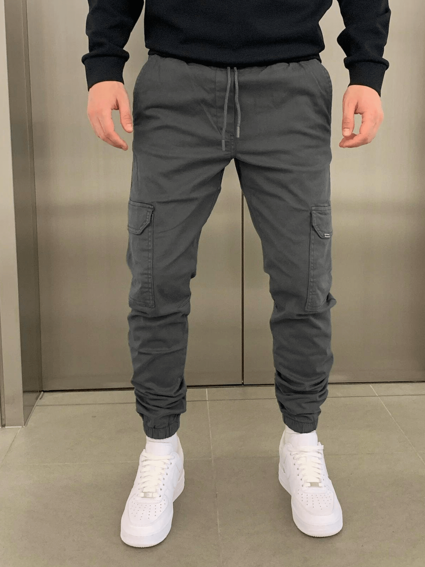 Slim Fit Cargo Joggers for Men with Adjustable Waist and Multiple Pockets 6
