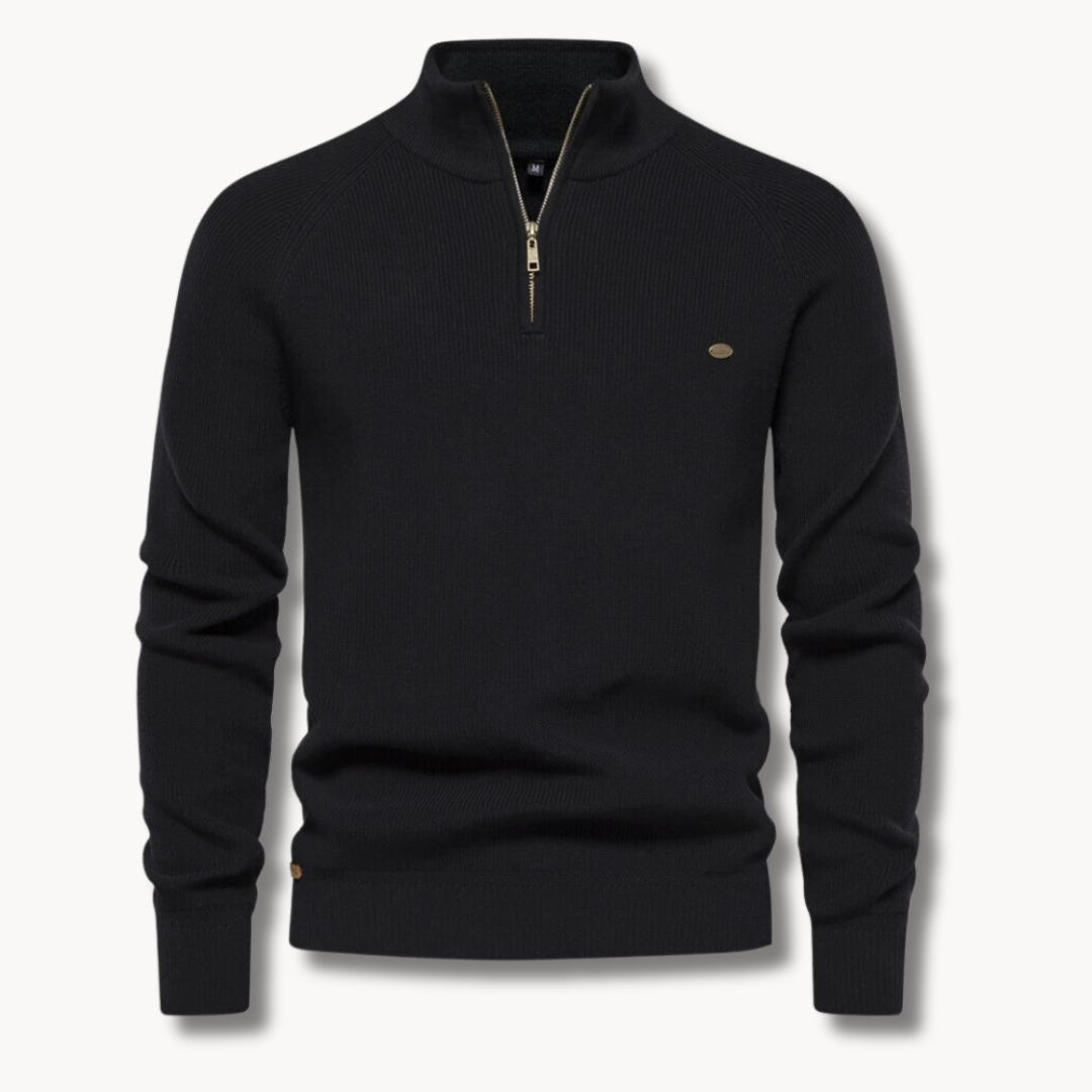 Slim Fit Men's Half-Zip Jumper with Stand Collar | Stylish Knitwear for Men 1