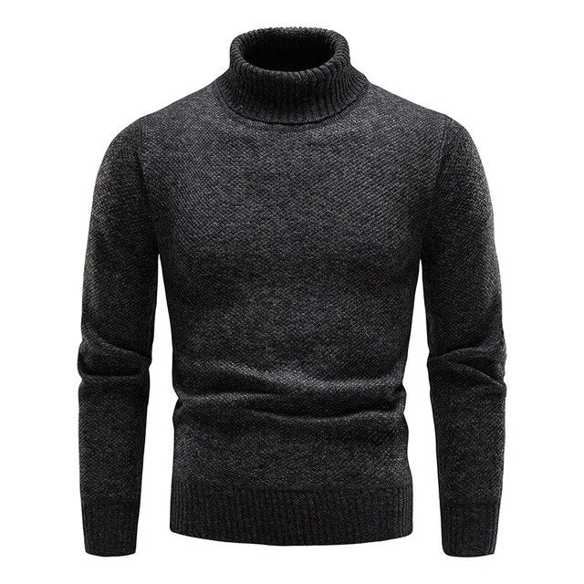 Slim Fit Ribbed Collar Black Jumper for Men | Stylish Mens Knitwear 0